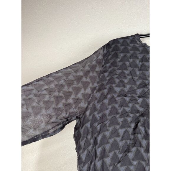 Sibel Saral 100% Silk Blouse Womens L Sheer Lightweight Geometric Quiet Luxury - Picture 2 of 8